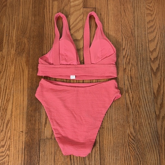 Andie Bikini Set 90s High Waist Seersucker Textured Grapefruit size‎ S NWOT - Picture 5 of 5